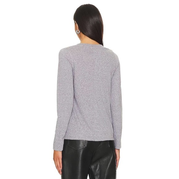 Monrow Long Sleeve Crew Neck Tee in Granite Women's Size XS NWOT - Picture 3 of 13